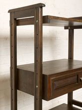 Load image into Gallery viewer, Image 14 of 25: Vintage Dark Wood Étagère Bookshelf with Drawers and Cabinet