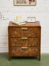 Load image into Gallery viewer, 3 Drawer Burl Style Nightstand