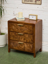 Load image into Gallery viewer, 3 Drawer Burl Style Nightstand