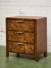 Load image into Gallery viewer, 3 Drawer Burl Style Nightstand