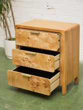 Load image into Gallery viewer, Single Blonde 3 Drawer Burlwood Nightstand