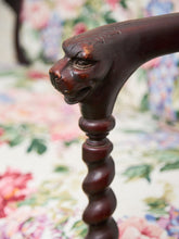 Load image into Gallery viewer, 19th Century Hand Carved Walnut or Mahogany in the Rococo Lion Arm Settee