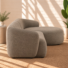 Load image into Gallery viewer, Vera mushroom taupe lattice bouclé modular sectional sofa with rounded arms and right-facing chaise