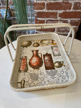 Load image into Gallery viewer, Vintage White Wicker Tray with Handles