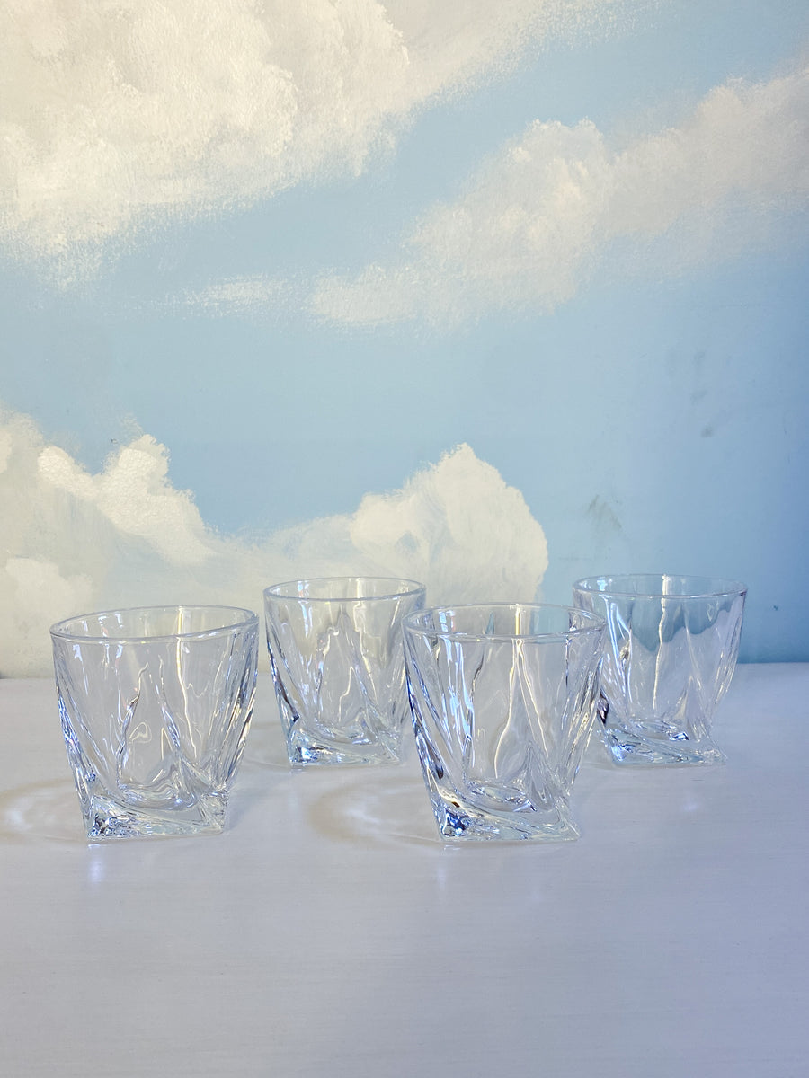 Set of 4 Square Bottom Sculptural Glasses – Sunbeam Vintage