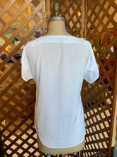 Load image into Gallery viewer, White Express Blouse with Criss Cross Cutouts on Sleeve (S)