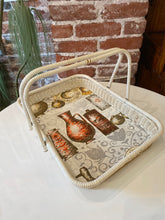 Load image into Gallery viewer, Vintage White Wicker Tray with Handles
