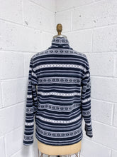 Load image into Gallery viewer, Grey and Black Striped Fleece Zip Up (S)