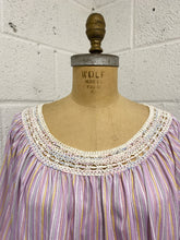Load image into Gallery viewer, Lilac Striped Blouse with Crochet Neckline