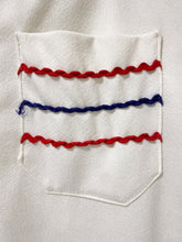 Load image into Gallery viewer, Vintage Snow White Polyester pants with Red and Blue Detail - Plus Size