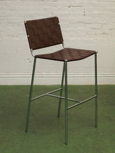 Load image into Gallery viewer, Leather and chrome counter stool