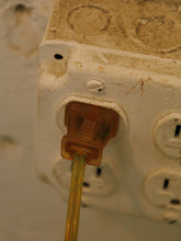 Load image into Gallery viewer, Textured Bronze Color Mid-Century Modern Lamp with Linen Shade