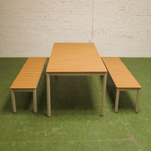 Load image into Gallery viewer, 3 Piece Outdoor Dining Set with Low-Maintenance Faux Wood Slats