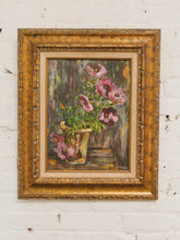 Load image into Gallery viewer, Painting of flowers in a vase, framed in an ornate gold frame