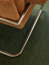 Load image into Gallery viewer, Salmon Checker Chrome Armchair