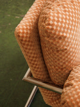 Load image into Gallery viewer, Salmon Checker Chrome Armchair