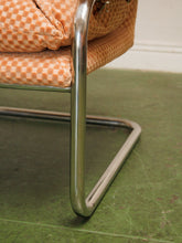 Load image into Gallery viewer, Salmon Checker Chrome Armchair