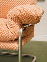 Load image into Gallery viewer, Salmon Checker Chrome Armchair