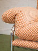 Load image into Gallery viewer, Salmon Checker Chrome Armchair