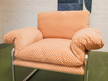 Load image into Gallery viewer, Salmon Checker Chrome Armchair
