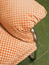 Load image into Gallery viewer, Salmon Checker Chrome Armchair