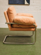 Load image into Gallery viewer, Salmon Checker Chrome Armchair