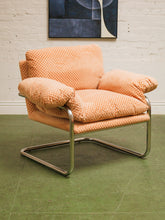 Load image into Gallery viewer, Salmon Checker Chrome Armchair