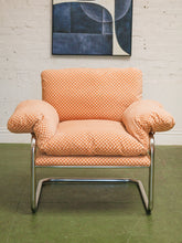 Load image into Gallery viewer, Salmon Checker Chrome Armchair