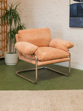 Load image into Gallery viewer, Salmon Checker Chrome Armchair