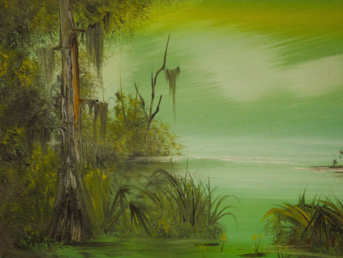 40s 50s バンビ ＆ サンバー ビンテージ 絵画 W.D.P. Original Vintage Oil Painting Whispers of the Bayou – Sunbeam Vintage