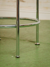 Load image into Gallery viewer, Pair of green checker counter stools in chrome