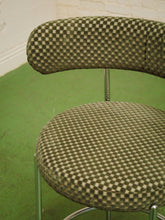 Load image into Gallery viewer, Pair of green checker counter stools in chrome
