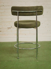 Load image into Gallery viewer, Pair of green checker counter stools in chrome