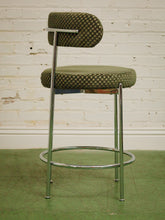 Load image into Gallery viewer, Pair of green checker counter stools in chrome