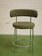 Load image into Gallery viewer, Pair of green checker counter stools in chrome