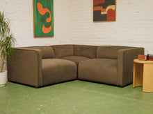 Load image into Gallery viewer, Dark green three-piece modular sectional corner sofa