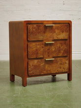 Load image into Gallery viewer, Pair of three drawer Faux Burl Nightstands