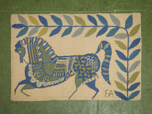 Load image into Gallery viewer, Evelyn Ackerman Hooked Wool Textile Prancing Horse