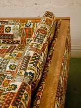 Load image into Gallery viewer, Vintage mid-century sofa with tiki fabric