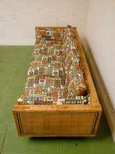 Load image into Gallery viewer, Vintage mid-century sofa with tiki fabric