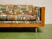 Load image into Gallery viewer, Vintage mid-century sofa with tiki fabric