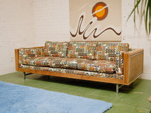 Load image into Gallery viewer, Vintage mid-century sofa with tiki fabric