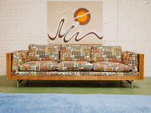 Load image into Gallery viewer, Vintage mid-century sofa with tiki fabric