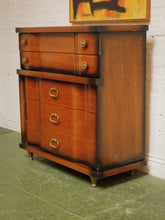 Load image into Gallery viewer, 1950’s Tobacco finish Highboy Dresser by Basset
