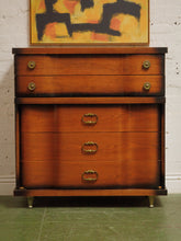 Load image into Gallery viewer, 1950’s Tobacco finish Highboy Dresser by Basset