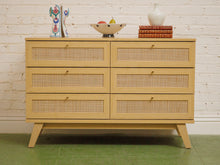 Load image into Gallery viewer, 6 Drawer Blonde Rattan Dresser
