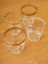 Load image into Gallery viewer, Set of 4 Vintage Italian Crystal Double Old Fashioned 24K Gold Glasses