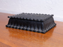 Load image into Gallery viewer, Vintage Syroco Trinket Box Black Japanese Pagoda Landscape