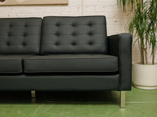 Load image into Gallery viewer, Sleek Executive Sofa in Black Faux Leather