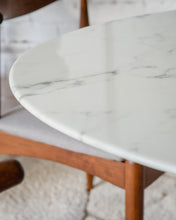 Load image into Gallery viewer, Daisy Faux Marble 60 in Oval Dining Table, White